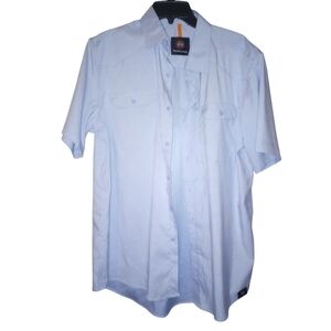 Moutain And Isles Light Blue Short Sleeve Shirt Size Medium